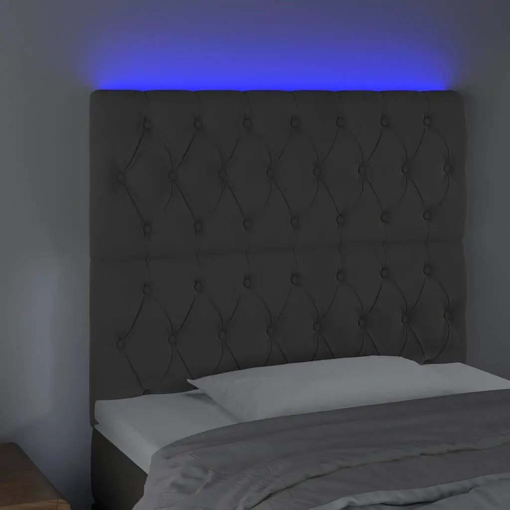 LED Headboard Velvet 100cm Dark Grey Modern Bedroom Furniture