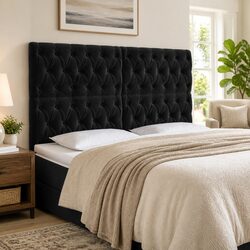 Black Velvet LED Headboard 160 cm Modern Design