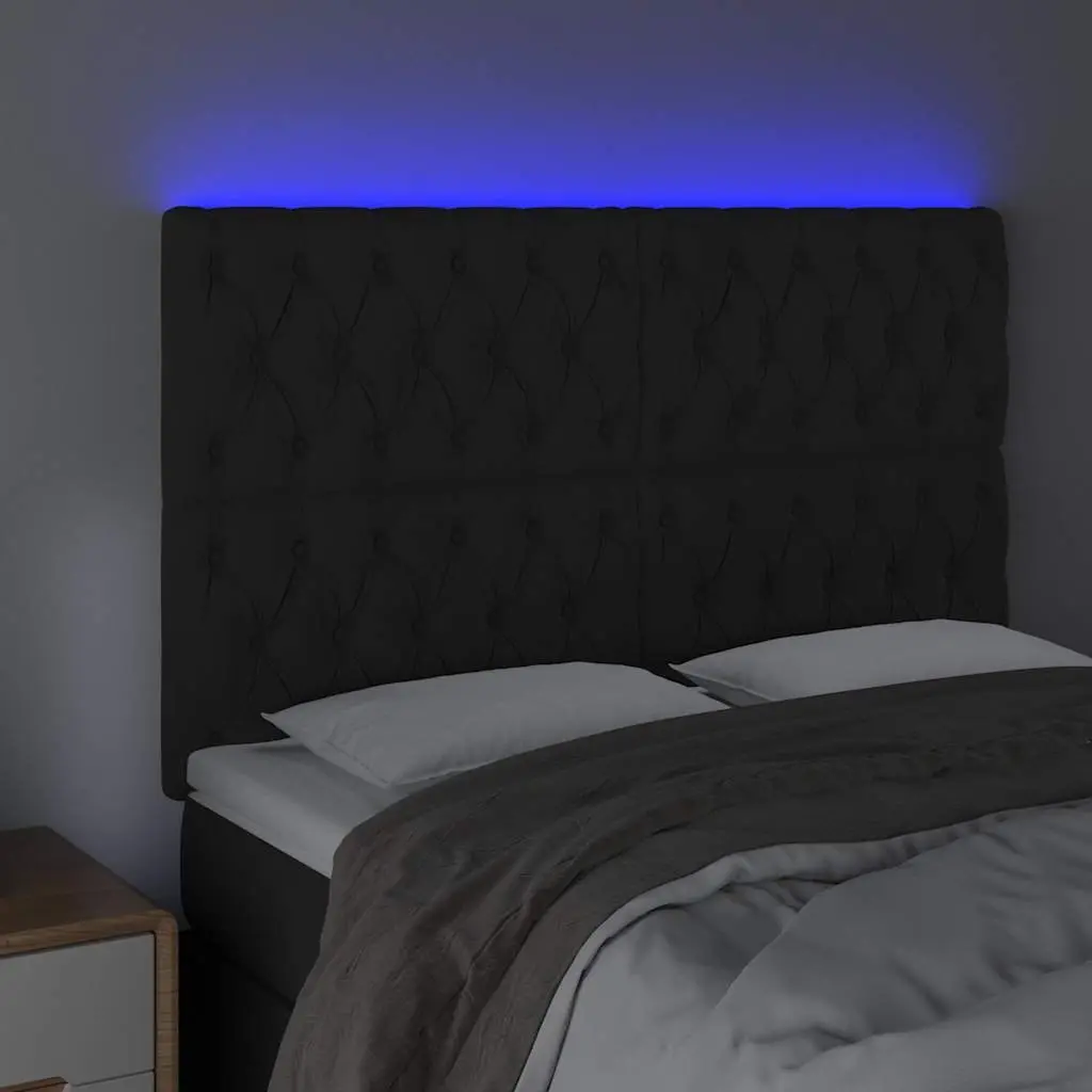 LED Headboard Velvet 160 cm Black Modern Furniture
