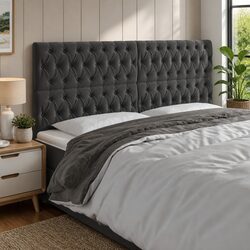 200cm Grey Velvet LED Headboard for Modern Bedrooms