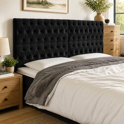 LED Headboard 200cm Black Velvet Bed Backrest Modern Bedroom Furniture