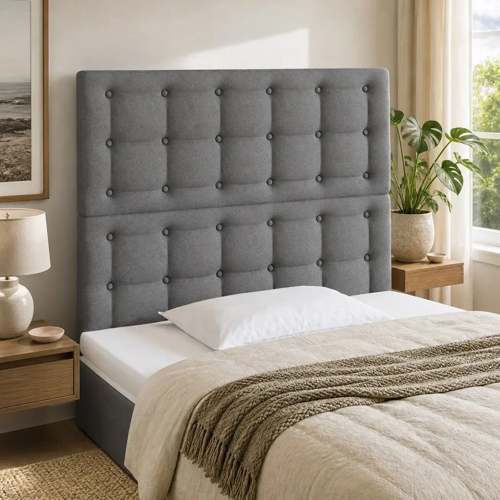 LED Headboard 80 cm Grey Fabric with Back Support
