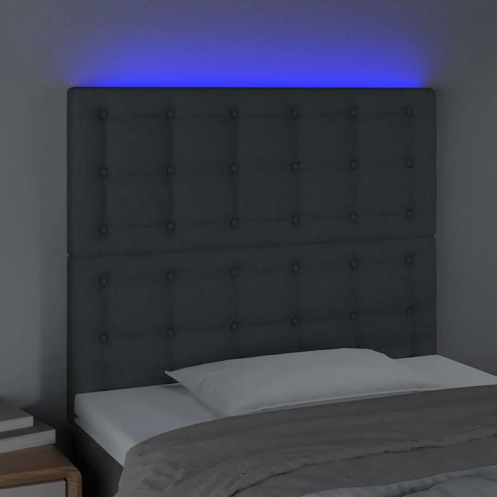 LED Headboard 80 cm Grey Fabric with Back Support