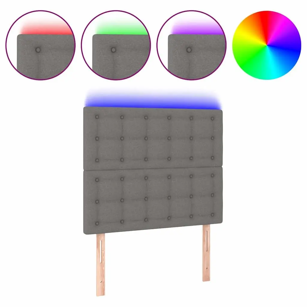 LED Headboard 100cm Grey Fabric with Adjustable Height