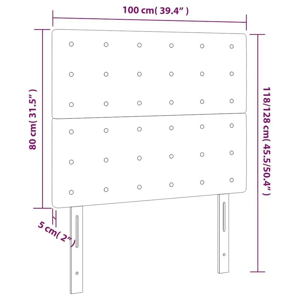 LED Headboard 100cm Grey Fabric with Adjustable Height