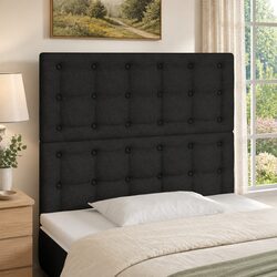 LED Headboard 100cm Black Fabric Adjustable Height Bedroom Bed Back Support