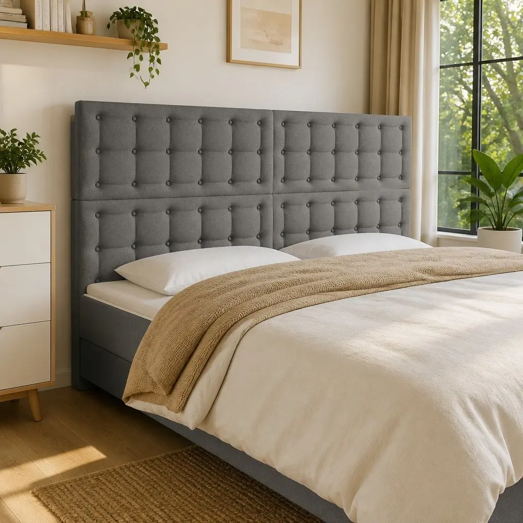 LED Headboard 160cm in Dark Grey Fabric