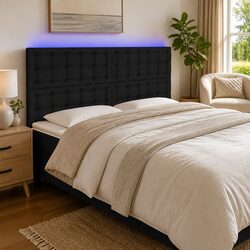 Adjustable Black LED Headboard 160 cm for Modern Bedrooms