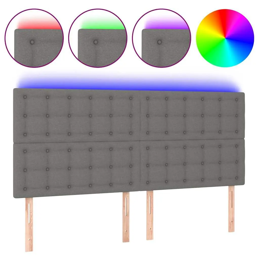 Grey Fabric LED Headboard 200cm with Adjustable Height