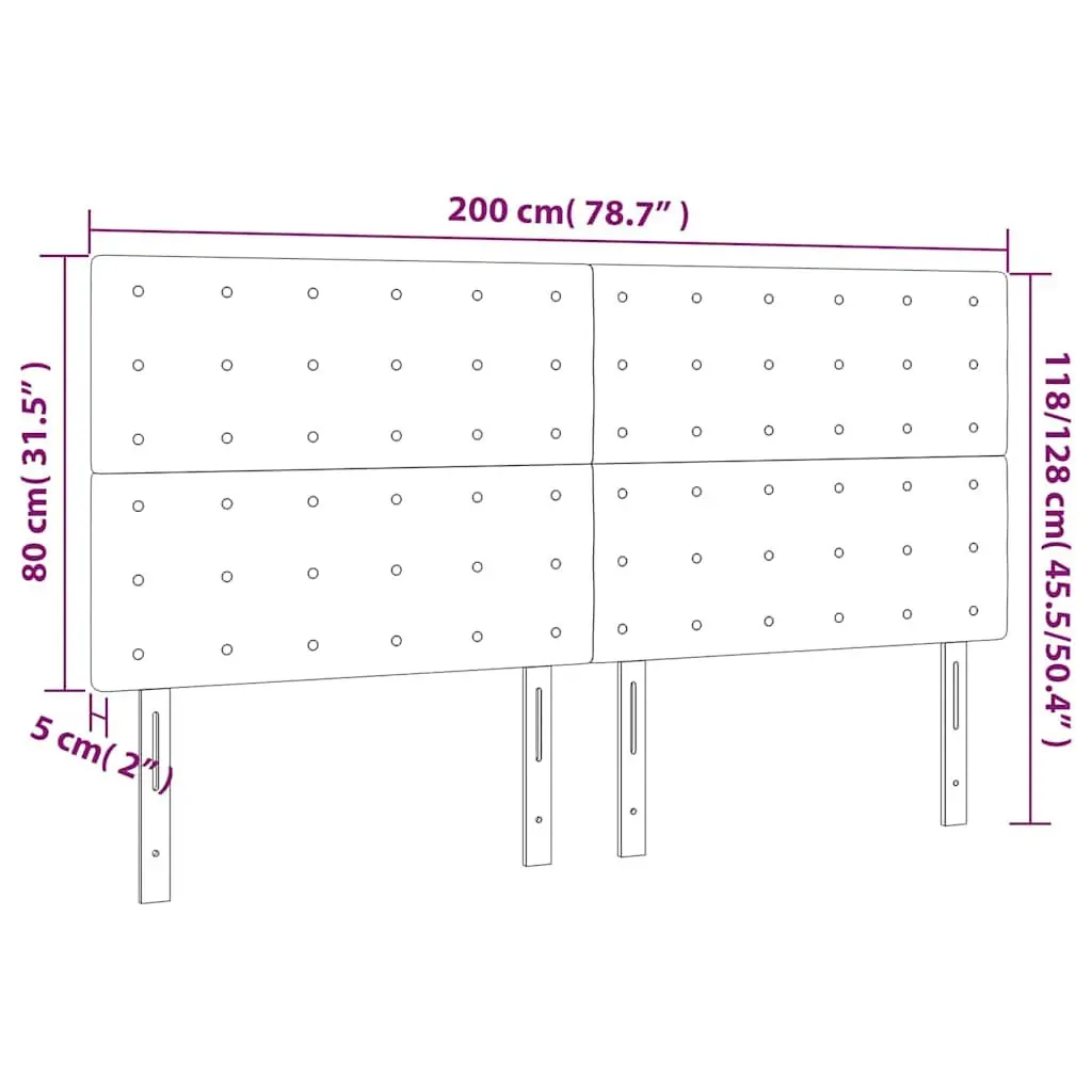 Grey Fabric LED Headboard 200cm with Adjustable Height