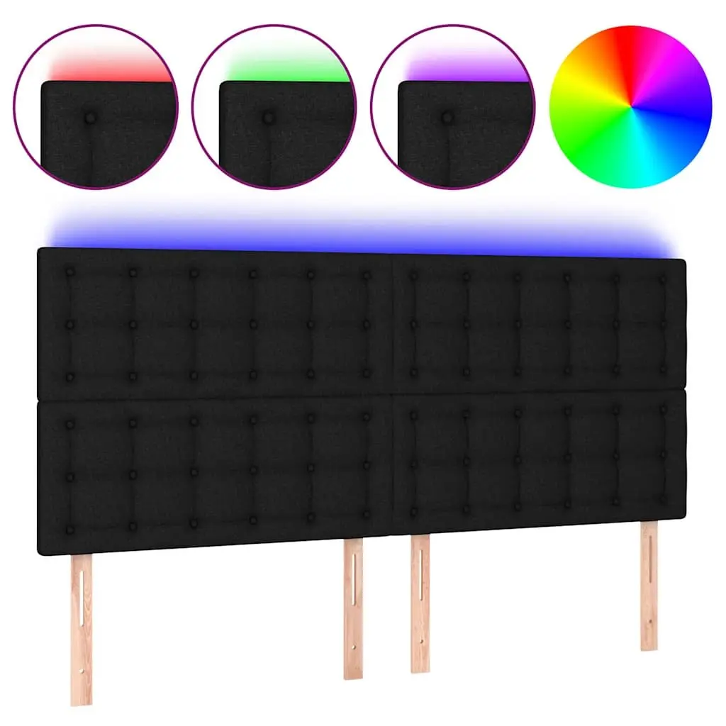 Black LED Headboard 200cm with Adjustable Height