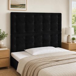 Stylish Black Velvet LED Headboard 80 cm for Modern Bedrooms