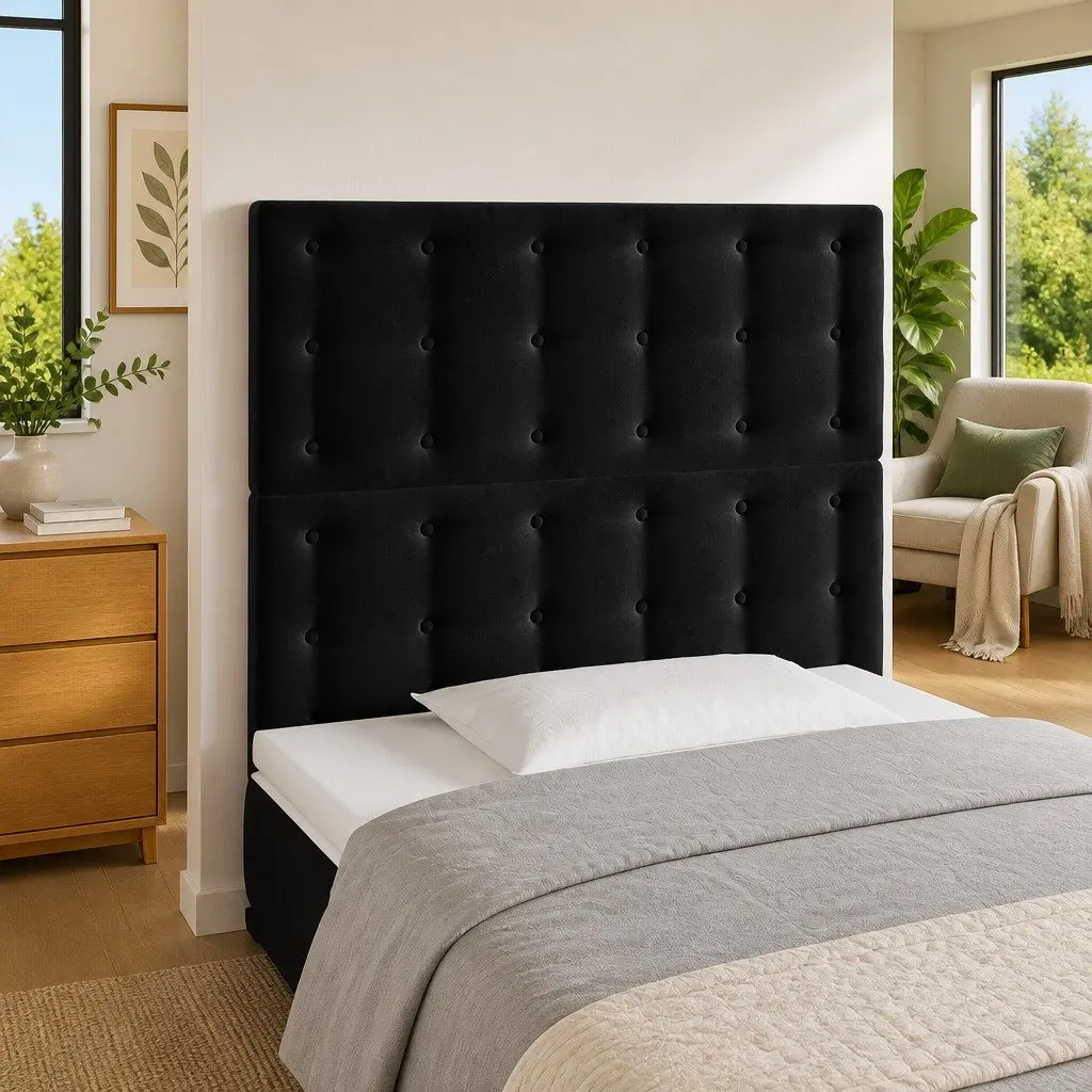 Black Velvet LED Headboard 100cm with Adjustable Height