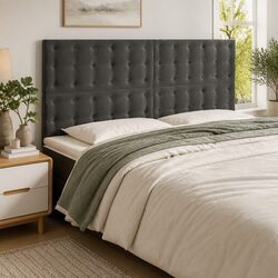 Stylish Grey Velvet LED Headboard 160 cm for Modern Bedrooms