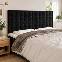 Modern Black LED Headboard 160 cm Velvet with Lights