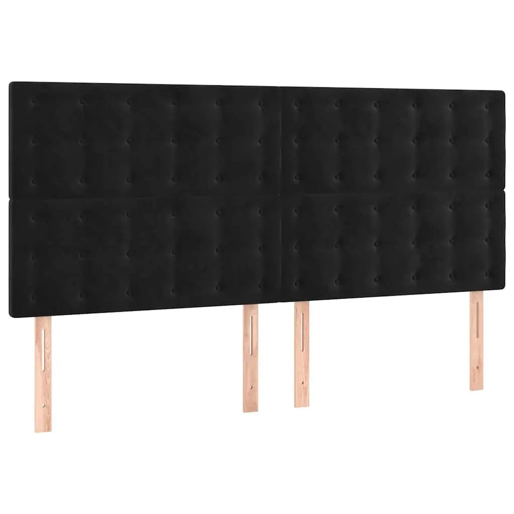 LED Headboard Velvet 160 cm Black Modern Bedroom Wall Panel with Colorful Lights