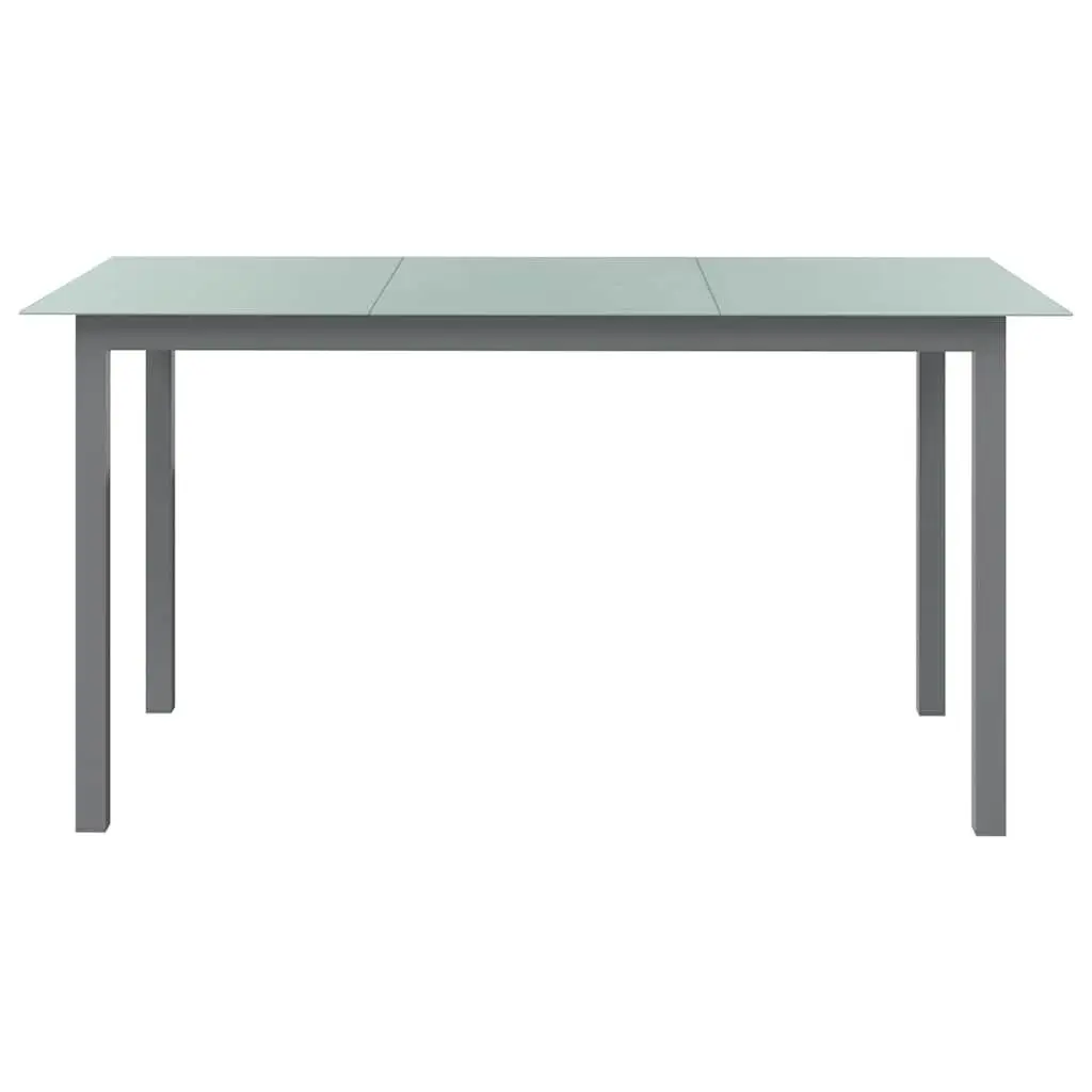 Aluminium Frame Garden Table Grey Glass Top Outdoor Use 150x90x74cm