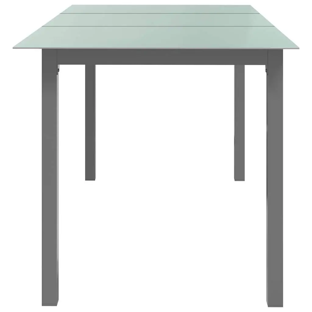 Aluminium Frame Garden Table Grey Glass Top Outdoor Use 150x90x74cm