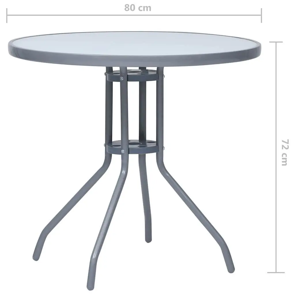 Grey Round Garden Table with Glass Top