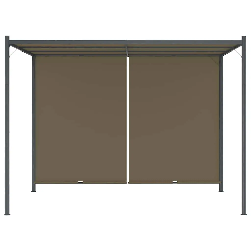 Garden Pergola Powder-coated Steel 3x3m Taupe Retractable Sliding Roof Canopy