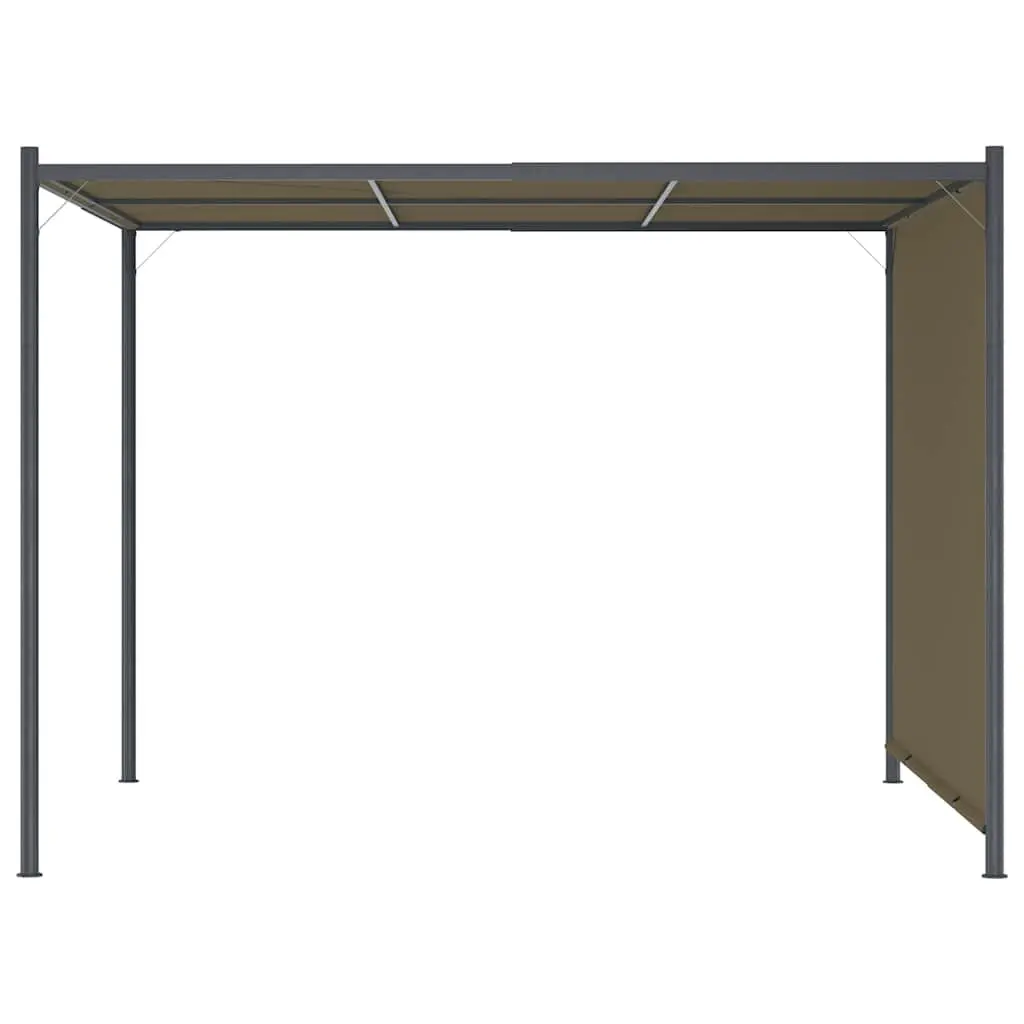 Garden Pergola Powder-coated Steel 3x3m Taupe Retractable Sliding Roof Canopy