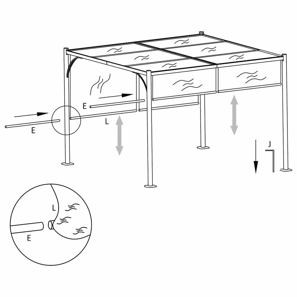 Garden Pergola Powder-coated Steel 3x3m Taupe Retractable Sliding Roof Canopy
