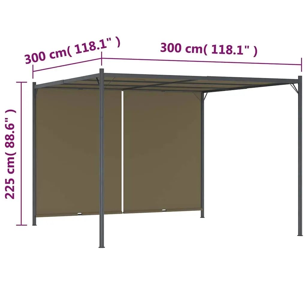 Garden Pergola Powder-coated Steel 3x3m Taupe Retractable Sliding Roof Canopy