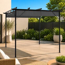 Durable 3x3m Garden Pergola with Retractable Roof