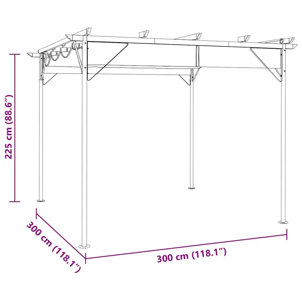 3x3m Garden Pergola with Retractable Roof