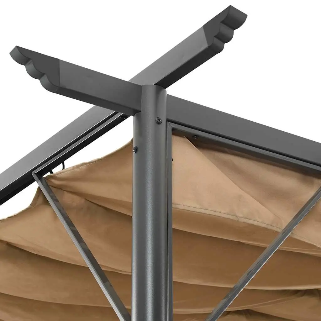 Retractable Roof Garden Pergola 3x3m Steel Frame Taupe