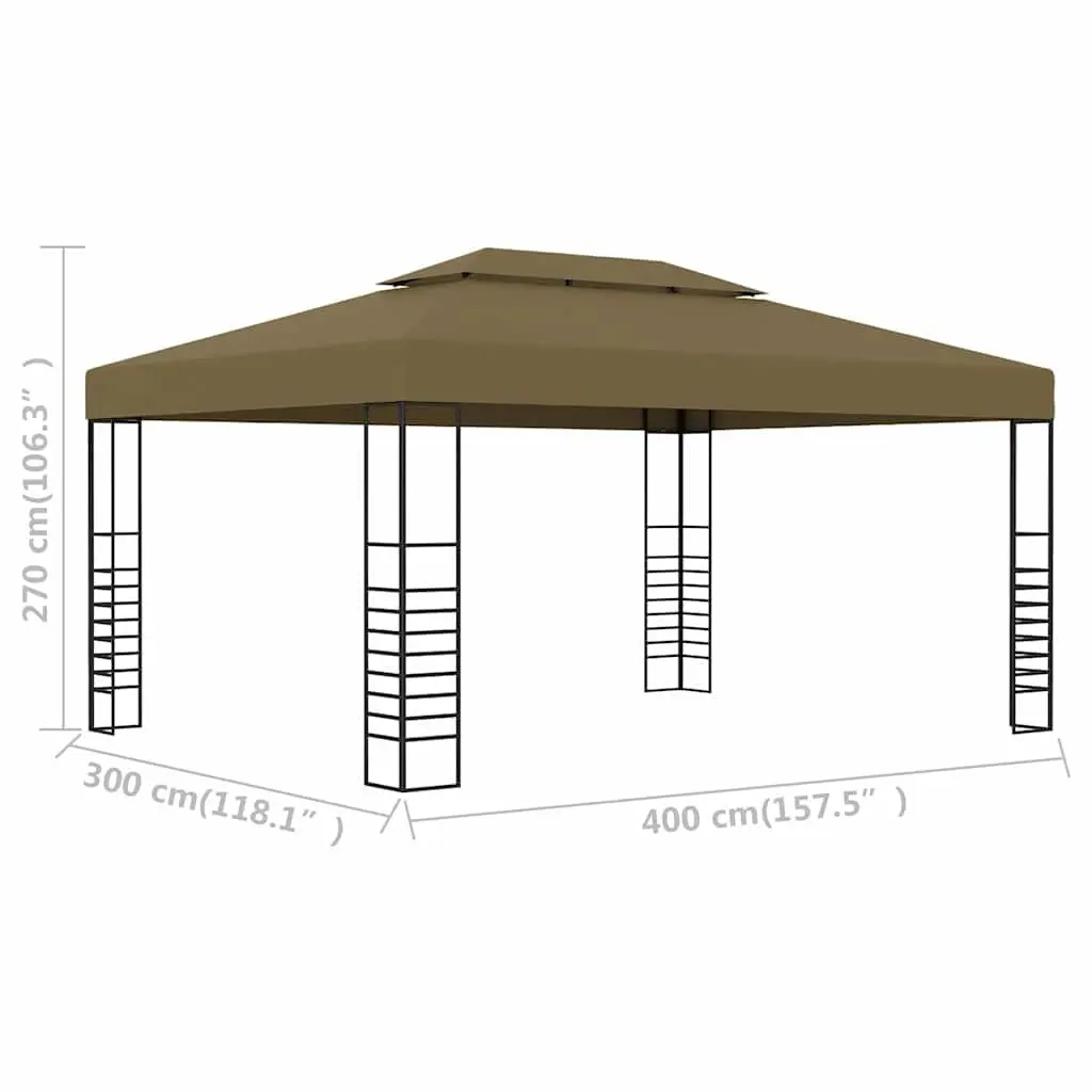 3x4 m Steel Frame Gazebo with Vented Canopy