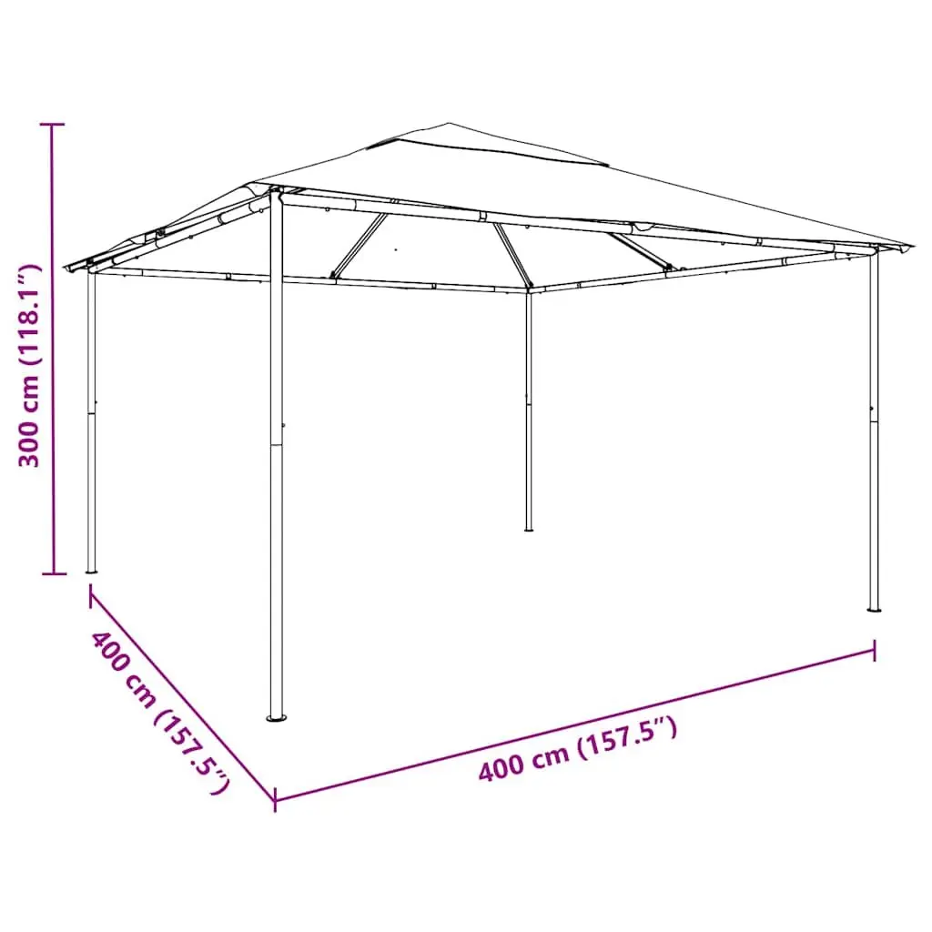 Gazebo Oxford Fabric 4x4x3 m Anthracite Outdoor Shelter Pavilion Garden Canopy Party