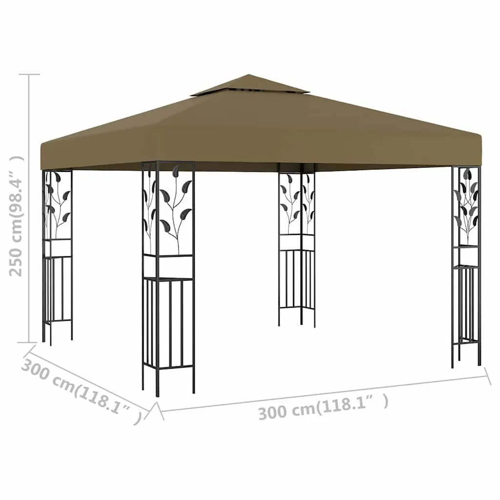 Gazebo Steel 3x3 m Vented Canopy Shade Structure Taupe