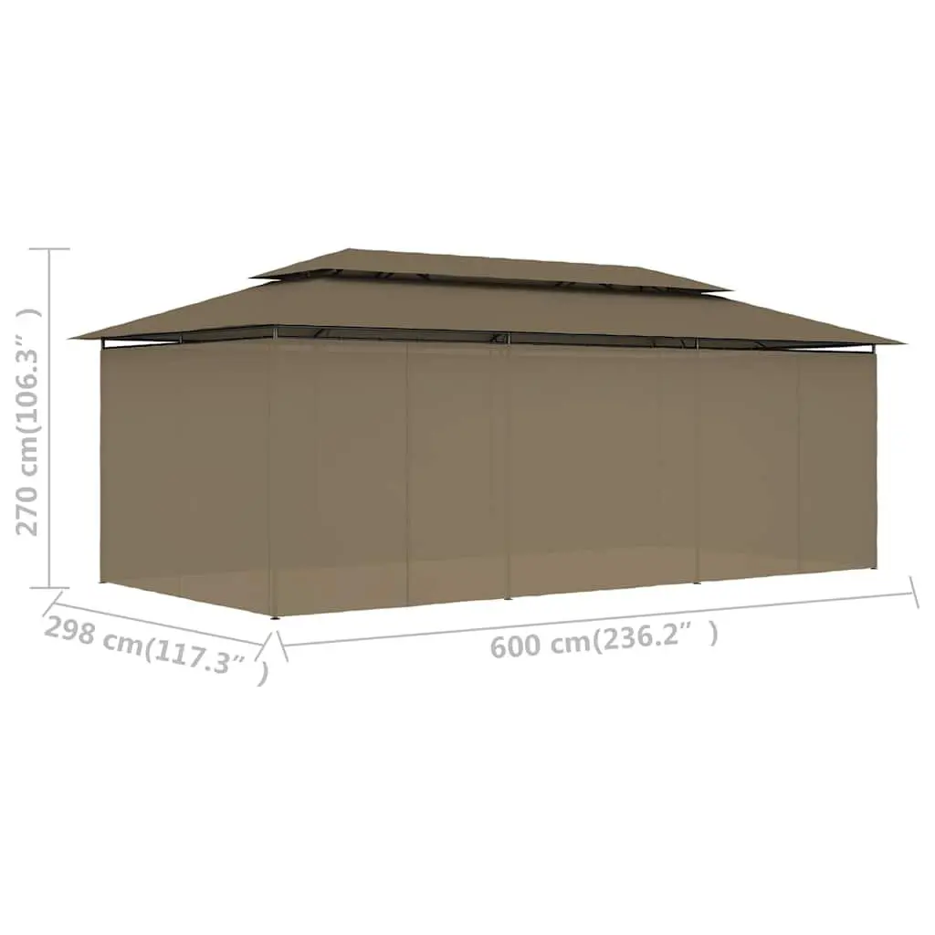 Gazebo Polyester 600 x 298 x 270 cm Taupe