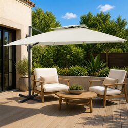 Durable Cantilever Garden Parasol 300x300cm Double Top Umbrella