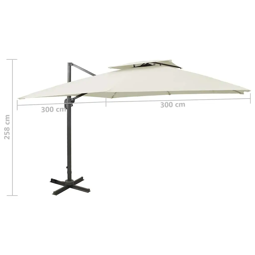 Cantilever Garden Parasol 300x300cm Double Top Umbrella