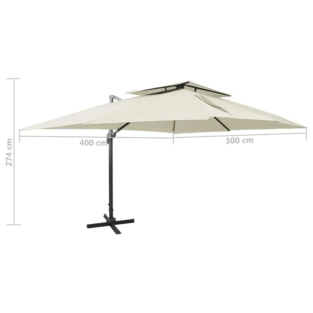 Cantilever Garden Parasol with Double Canopy