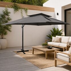 Cantilever Garden Parasol Double Top Anthracite Outdoor Sunshade Umbrella