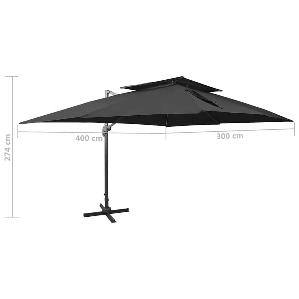 Double Top Cantilever Parasol with 360-Degree Rotation