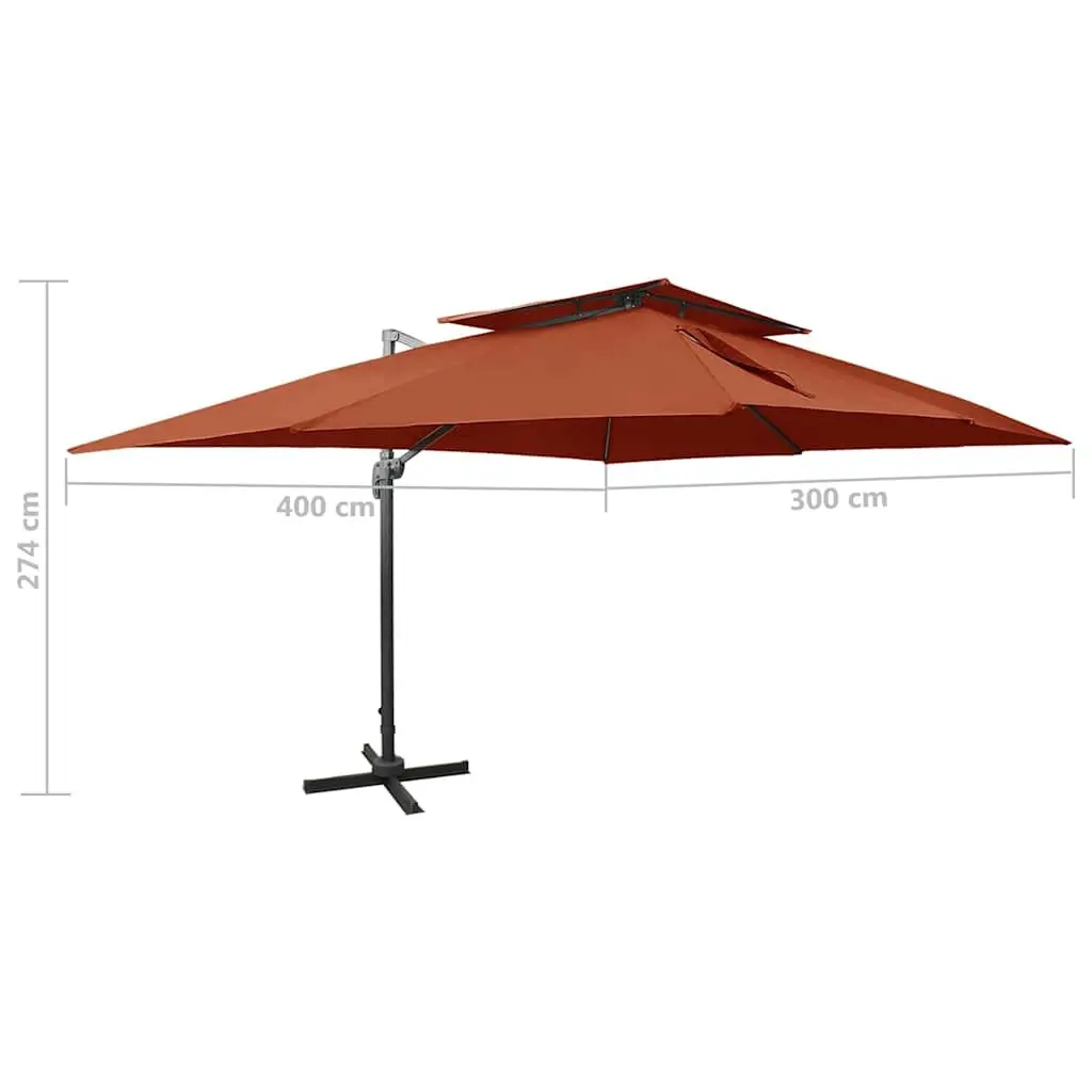 Cantilever Garden Parasol Polyester 400x300cm Brown