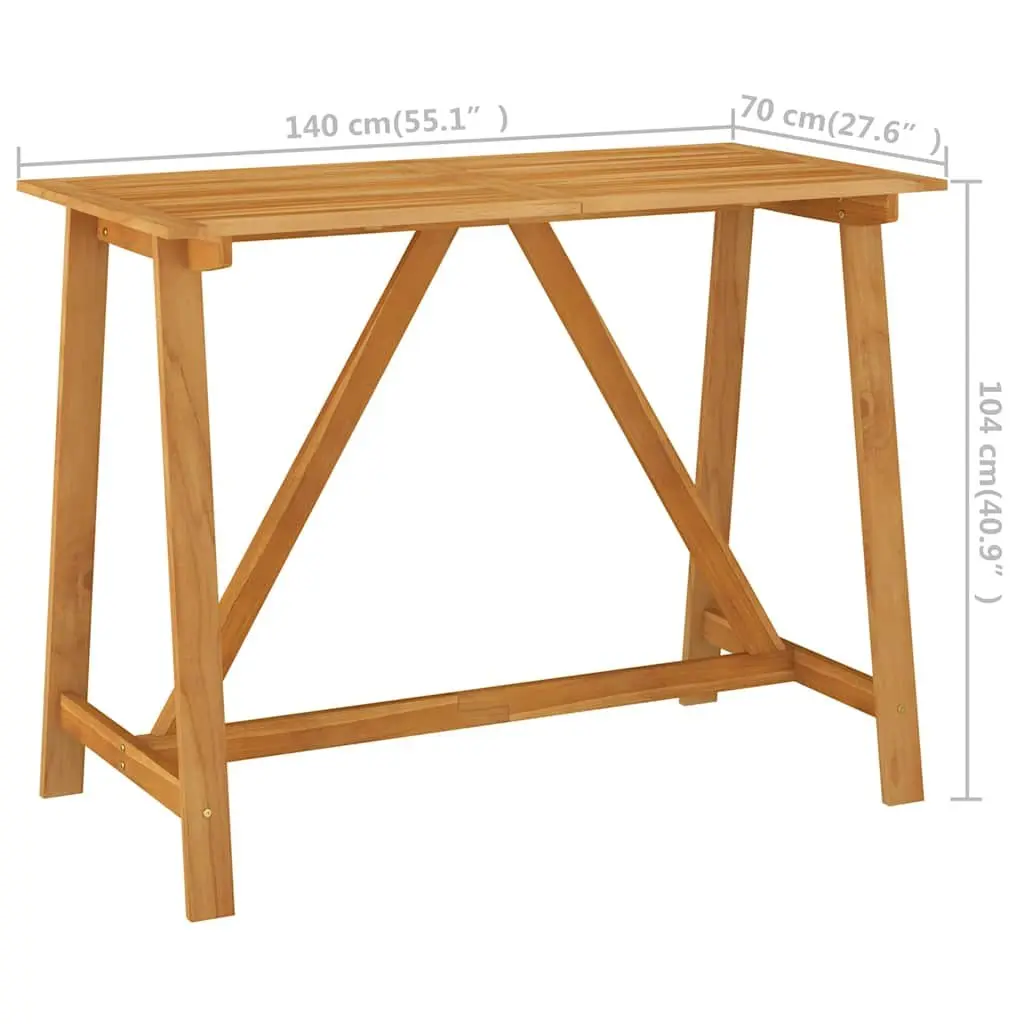 Solid Acacia Wood Garden Bar Table 140x70x104 cm