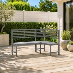 Durable Grey Acacia Wood Garden Corner Bench 140cm