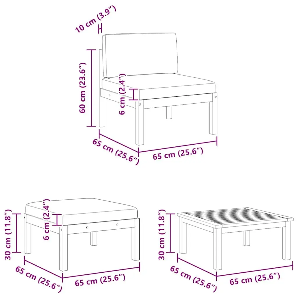 3 Piece Garden Lounge Set with Cushions
