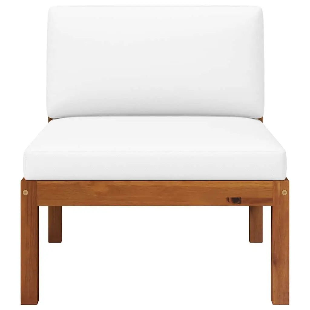 2 Piece Lounge Set Solid Acacia Wood Cream Cushions Rope Backrest