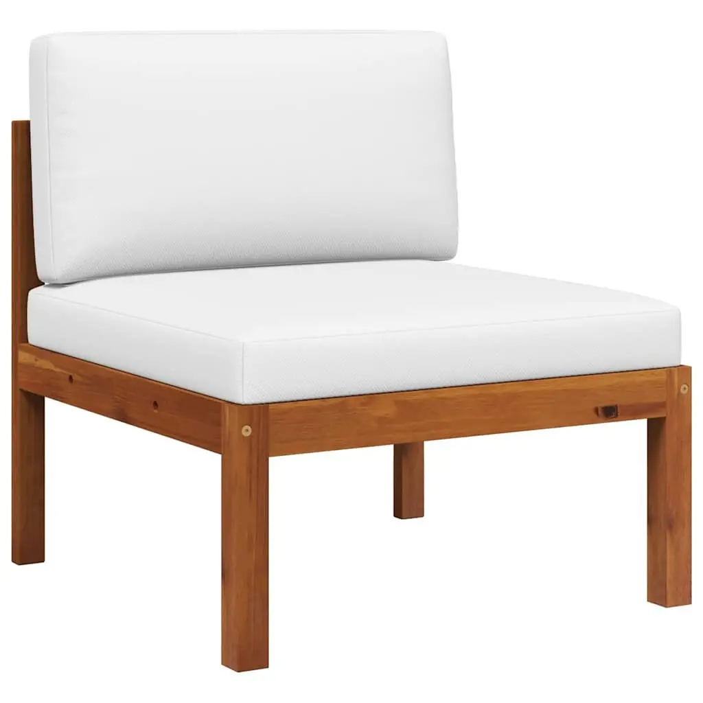 2 Piece Lounge Set Solid Acacia Wood Cream Cushions Rope Backrest