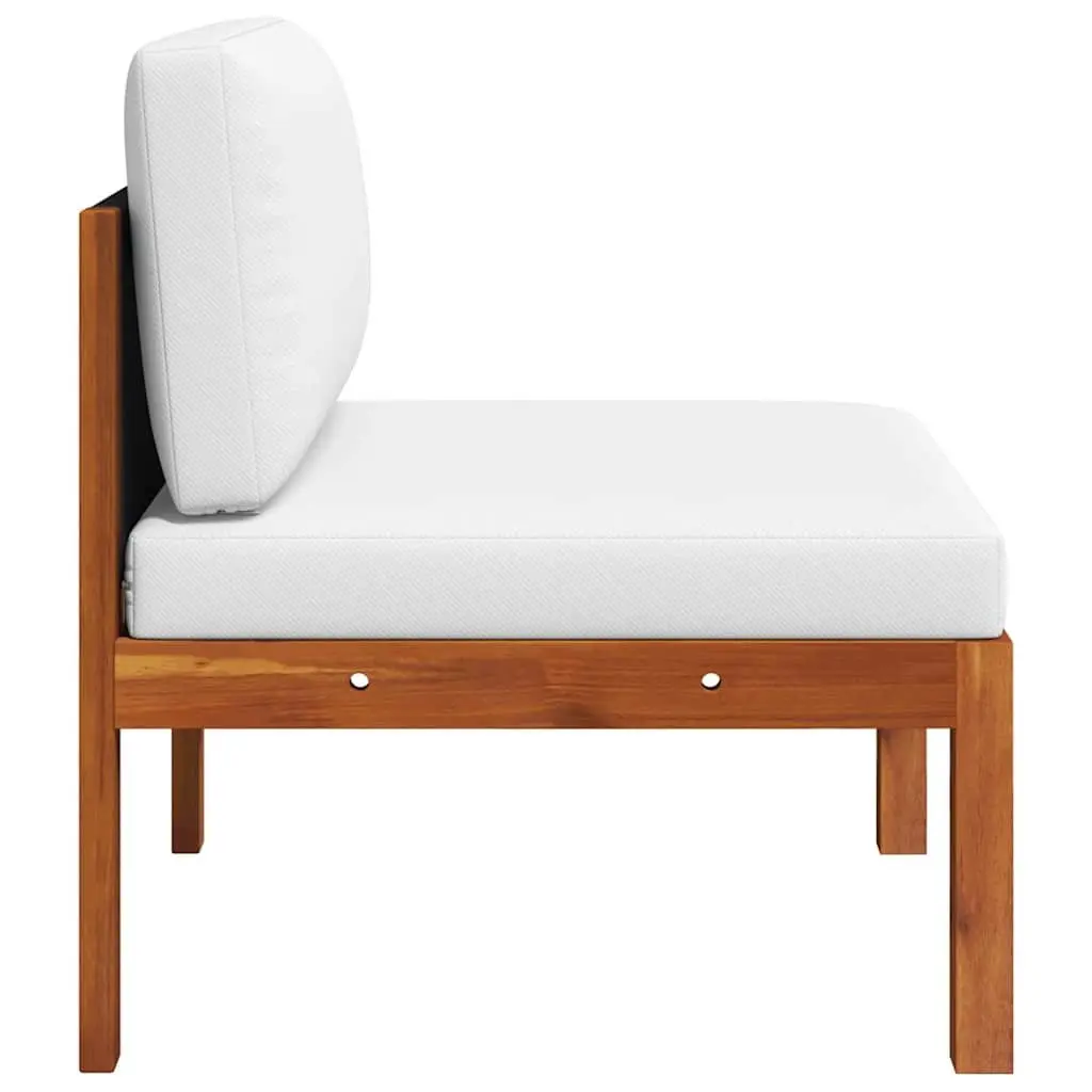 2 Piece Lounge Set Solid Acacia Wood Cream Cushions Rope Backrest