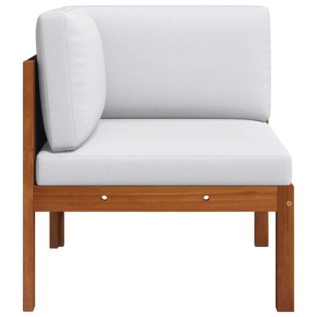 Garden Corner Sofa Set with Cushions Outdoor Rope Backrest Patio Seating White
