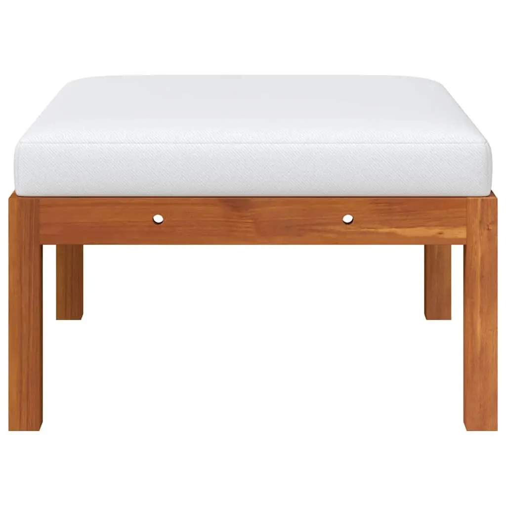 Solid Wood Garden Footstool with Cushion for Outdoor Use