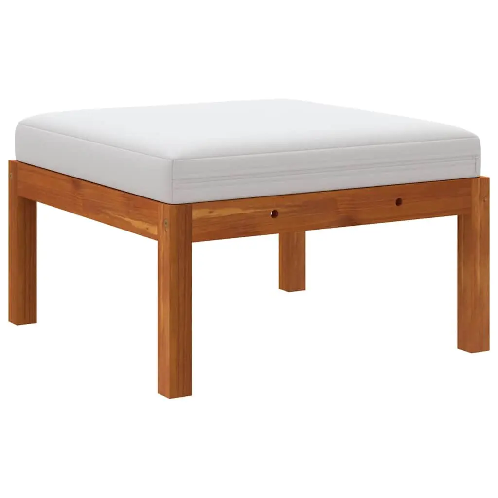 Solid Wood Garden Footstool with Cushion for Outdoor Use