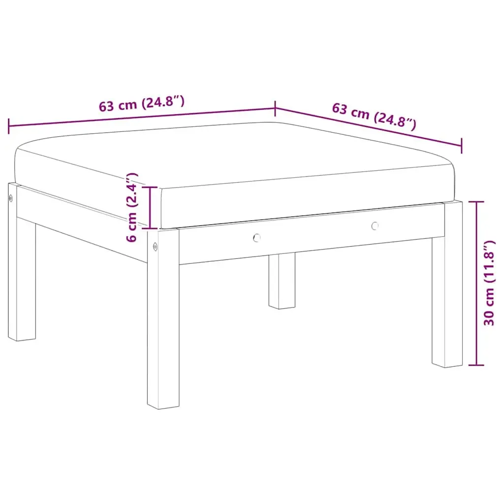 Solid Wood Garden Footstool with Cushion for Outdoor Use